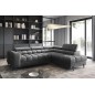 Canapé d'angle convertible - FERNAND VELOURS en velours Luxe gris foncé anthracite, 5 places, angle droit (vu de face)