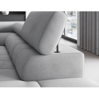 Canapé d'angle convertible - FERNAND VELOURS - en velours Luxe gris, 5 places, angle droit (vu de face)