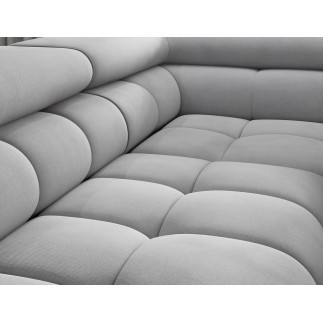 Canapé d'angle convertible - FERNAND VELOURS - en velours Luxe gris, 5 places, angle droit (vu de face)