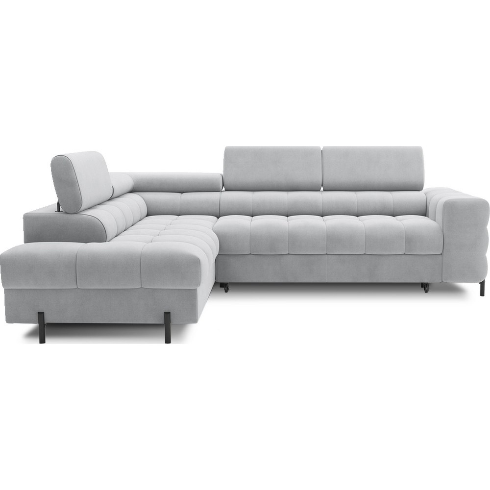 Canapé d'angle convertible, FERNAND VELOURS - en velours Luxe gris, 5 places, angle gauche (vu de face) Canapé d'angle convertible, FERNAND VELOURS - en velours Luxe gris, 5 places, angle gauche (vu de face)