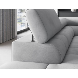 Canapé d'angle convertible, FERNAND VELOURS - en velours Luxe gris, 5 places, angle gauche (vu de face)