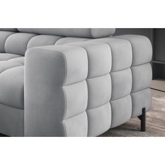 Canapé d'angle convertible, FERNAND VELOURS - en velours Luxe gris, 5 places, angle gauche (vu de face)