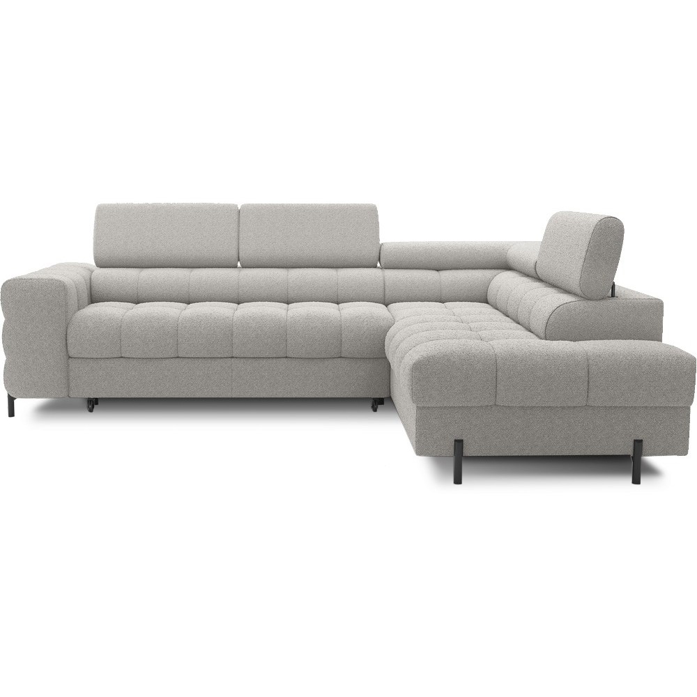 Canapé d'angle convertible, FERNAND tissu bouclette Luxe gris, 5 places, angle droit (vu de face) Canapé d'angle convertible, FERNAND tissu bouclette Luxe gris, 5 places, angle droit (vu de face)