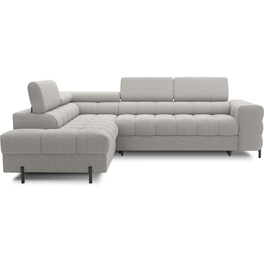 Canapé d'angle convertible FERNAND tissu bouclette Luxe gris, 5 places, angle gauche (vu de face) Canapé d'angle convertible FERNAND tissu bouclette Luxe gris, 5 places, angle gauche (vu de face)