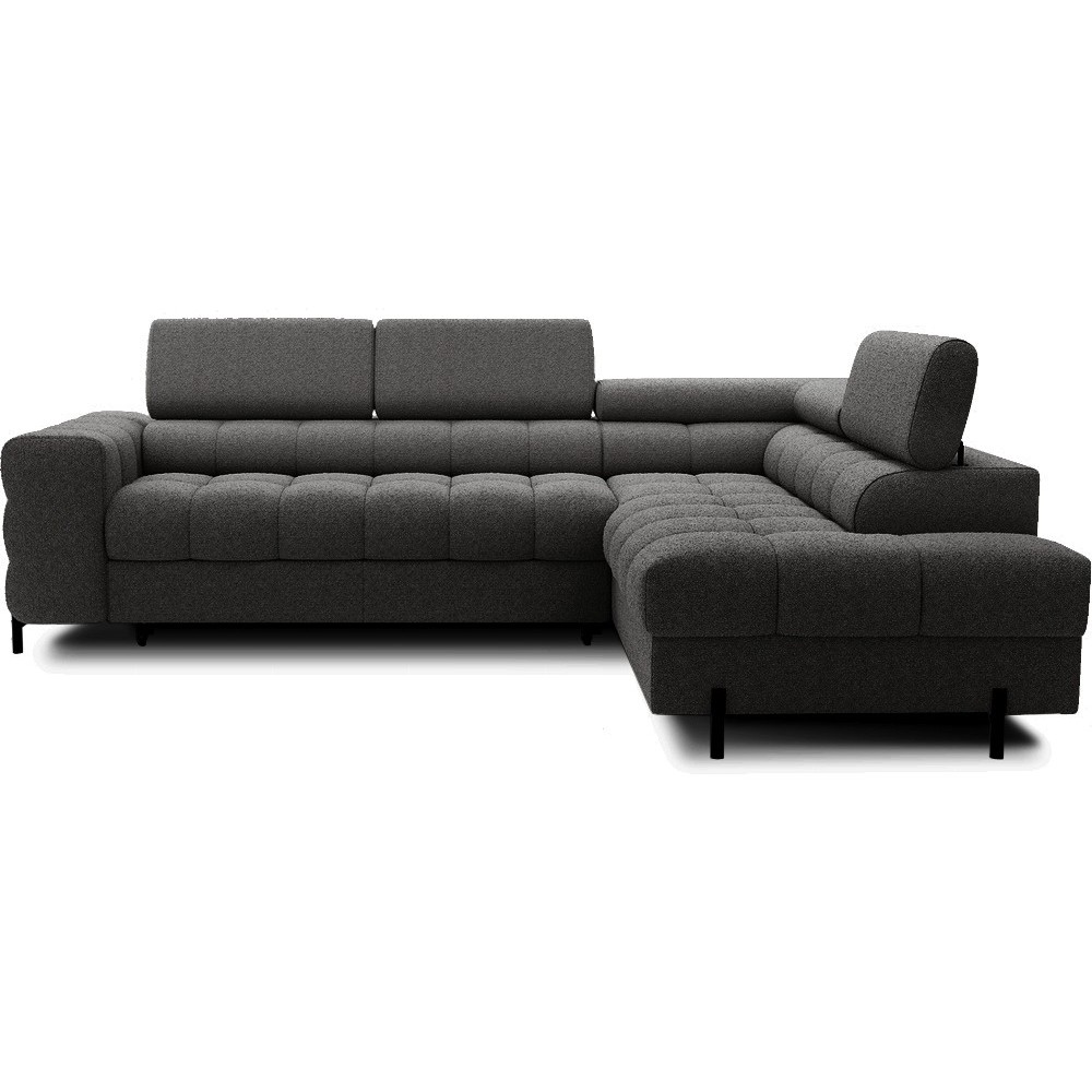 Canapé d'angle convertible, FERNAND tissu bouclette Luxe gris anthracite, 5 places, angle droit (vu de face) Canapé d'angle convertible, FERNAND tissu bouclette Luxe gris anthracite, 5 places, angle droit (vu de face)
