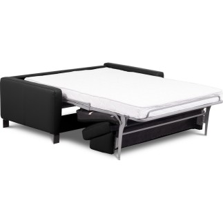 Canapé 3 places convertible en cuir italien de luxe ARUS, noir