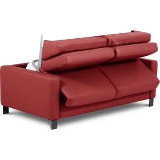 Canapé 3 places convertible en cuir italien de luxe ARUS, rouge foncé