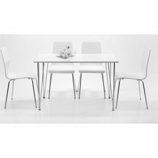 Table à manger blanc laqué design, LEONA
