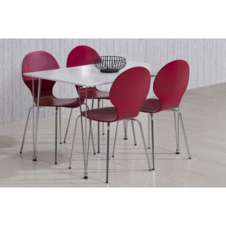 Table à manger blanc laqué design, LEONA