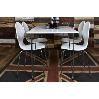 Table à manger blanc laqué design, LEONA