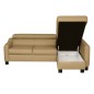 Canapé d'angle convertible en cuir italien de luxe 5 places BRUCE, avec coffre, beige, angle droit (vu de face) Canapé d'angle convertible en cuir italien de luxe 5 places BRUCE, avec coffre, beige, angle droit (vu de face)