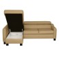 Canapé d'angle convertible en cuir italien de luxe 5 places - BRUCE, avec coffre, beige, angle gauche (vu de face) Canapé d'angle convertible en cuir italien de luxe 5 places - BRUCE, avec coffre, beige, angle gauche (vu de face)