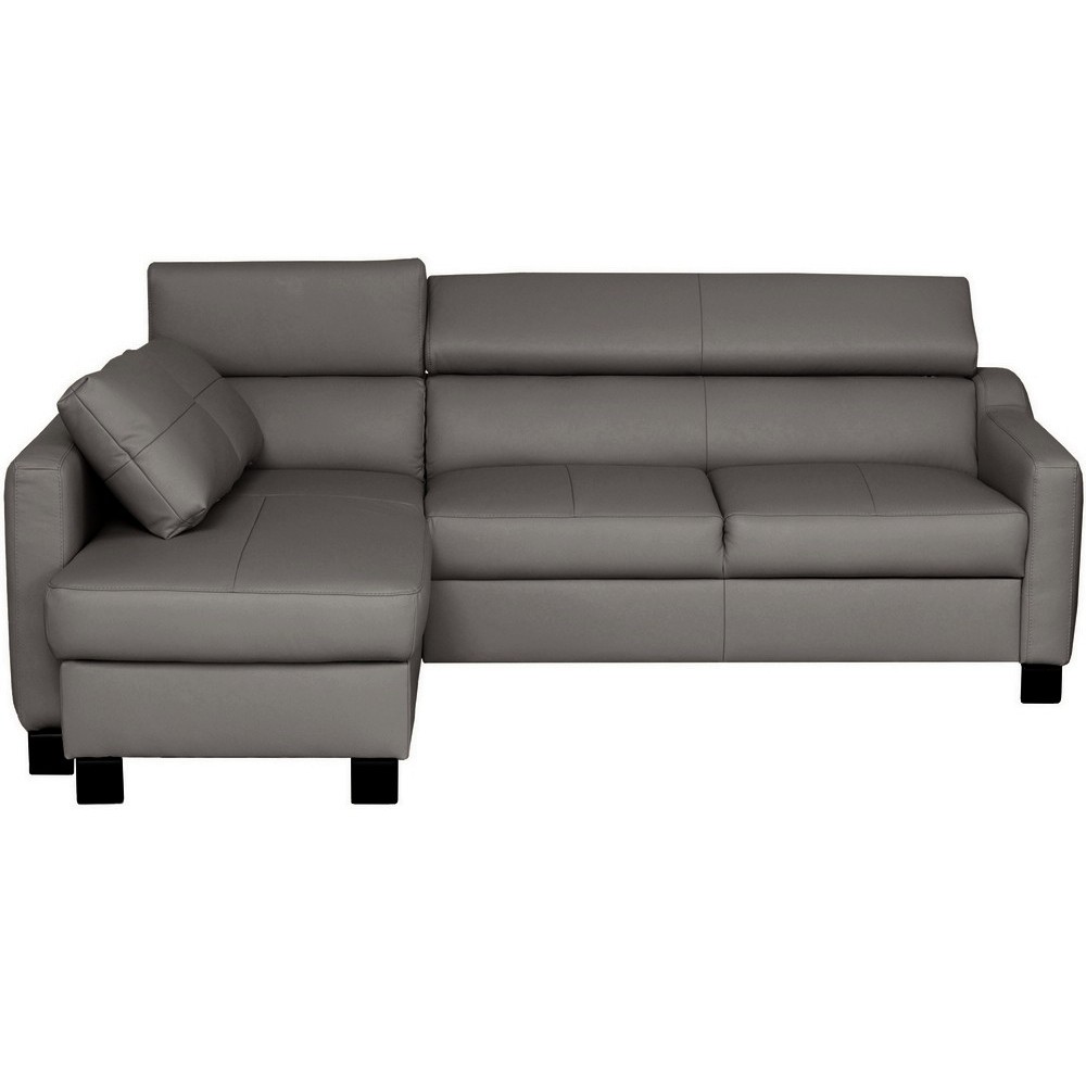 Canapé d'angle convertible en cuir italien de luxe 5 places BRUCE, avec coffre, gris foncé, angle gauche (vu de face) Canapé d'angle convertible en cuir italien de luxe 5 places BRUCE, avec coffre, gris foncé, angle gauche (vu de face)