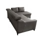 Canapé d'angle convertible en cuir italien de luxe 5 places BRUCE, avec coffre, gris foncé, angle droit (vu de face) Canapé d'angle convertible en cuir italien de luxe 5 places BRUCE, avec coffre, gris foncé, angle droit (vu de face)