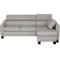 Canapé d'angle convertible en cuir italien de luxe 5 places BRUCE, avec coffre, gris clair, angle droit (vu de face) Canapé d'angle convertible en cuir italien de luxe 5 places BRUCE, avec coffre, gris clair, angle droit (vu de face)