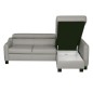 Canapé d'angle convertible en cuir italien de luxe 5 places BRUCE, avec coffre, gris clair, angle droit (vu de face) Canapé d'angle convertible en cuir italien de luxe 5 places BRUCE, avec coffre, gris clair, angle droit (vu de face)