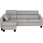 Canapé d'angle convertible en cuir italien de luxe 5 places BRUCE, avec coffre, gris clair, angle gauche (vu de face) Canapé d'angle convertible en cuir italien de luxe 5 places BRUCE, avec coffre, gris clair, angle gauche (vu de face)