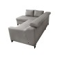 Canapé d'angle convertible en cuir italien de luxe 5 places BRUCE, avec coffre, gris clair, angle gauche (vu de face) Canapé d'angle convertible en cuir italien de luxe 5 places BRUCE, avec coffre, gris clair, angle gauche (vu de face)