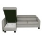 Canapé d'angle convertible en cuir italien de luxe 5 places BRUCE, avec coffre, gris clair, angle gauche (vu de face) Canapé d'angle convertible en cuir italien de luxe 5 places BRUCE, avec coffre, gris clair, angle gauche (vu de face)