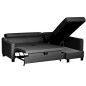 Canapé d'angle convertible en cuir italien de luxe 5 places BRUCE, avec coffre, noir, angle droit (vu de face) Canapé d'angle convertible en cuir italien de luxe 5 places BRUCE, avec coffre, noir, angle droit (vu de face)