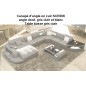 1er paiement: Canapé d'angle en cuir italien 8 places NORDIK, angle droit, personnalisé gris clair et blanc, table basse gris cl
