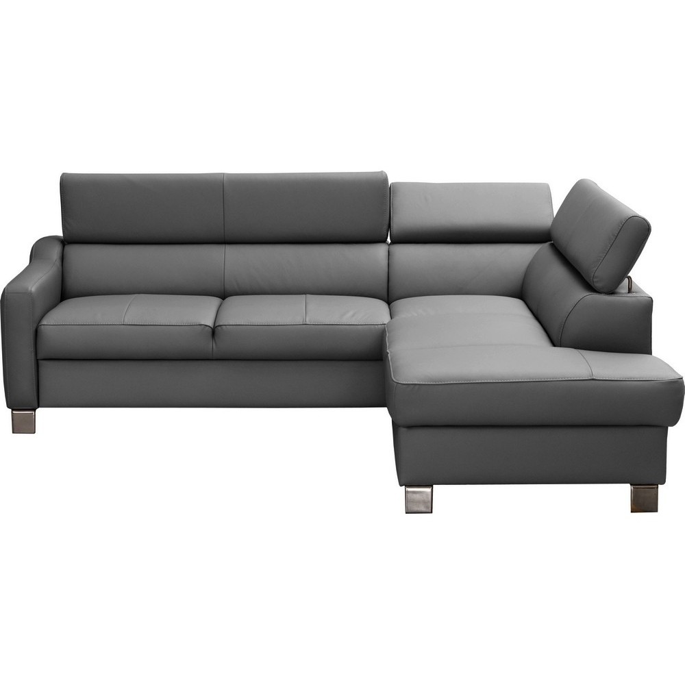 Canapé d'angle convertible en cuir italien de luxe 5 places, ASLAN, avec coffre, gris foncé, angle droit (vu de face) Canapé d'angle convertible en cuir italien de luxe 5 places, ASLAN, avec coffre, gris foncé, angle droit (vu de face)
