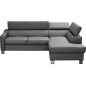 Canapé d'angle convertible en cuir italien de luxe 5 places, ASLAN, avec coffre, gris foncé, angle droit (vu de face) Canapé d'angle convertible en cuir italien de luxe 5 places, ASLAN, avec coffre, gris foncé, angle droit (vu de face)