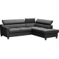 Canapé d'angle convertible en cuir italien de luxe 5 places, ASLAN, avec coffre, gris foncé, angle droit (vu de face) Canapé d'angle convertible en cuir italien de luxe 5 places, ASLAN, avec coffre, gris foncé, angle droit (vu de face)