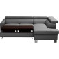 Canapé d'angle convertible en cuir italien de luxe 5 places, ASLAN, avec coffre, gris foncé, angle droit (vu de face) Canapé d'angle convertible en cuir italien de luxe 5 places, ASLAN, avec coffre, gris foncé, angle droit (vu de face)