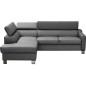 Canapé d'angle convertible en cuir italien de luxe 5 places - ASLAN avec coffre, gris foncé, angle gauche (vu de face) Canapé d'angle convertible en cuir italien de luxe 5 places - ASLAN avec coffre, gris foncé, angle gauche (vu de face)