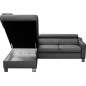 Canapé d'angle convertible en cuir italien de luxe 5 places - ASLAN avec coffre, gris foncé, angle gauche (vu de face) Canapé d'angle convertible en cuir italien de luxe 5 places - ASLAN avec coffre, gris foncé, angle gauche (vu de face)