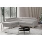 Canapé d'angle convertible en cuir italien de luxe 5 places - ASLAN, avec coffre, gris clair, angle gauche (vu de face) Canapé d'angle convertible en cuir italien de luxe 5 places - ASLAN, avec coffre, gris clair, angle gauche (vu de face)