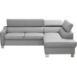 Canapé d'angle convertible en cuir italien de luxe 5 places - ASLAN, avec coffre, gris clair, angle droit (vu de face) Canapé d'angle convertible en cuir italien de luxe 5 places - ASLAN, avec coffre, gris clair, angle droit (vu de face)