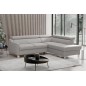 Canapé d'angle convertible en cuir italien de luxe 5 places - ASLAN, avec coffre, gris clair, angle droit (vu de face) Canapé d'angle convertible en cuir italien de luxe 5 places - ASLAN, avec coffre, gris clair, angle droit (vu de face)