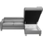 Canapé d'angle convertible en cuir italien de luxe 5 places - ASLAN, avec coffre, gris clair, angle droit (vu de face) Canapé d'angle convertible en cuir italien de luxe 5 places - ASLAN, avec coffre, gris clair, angle droit (vu de face)