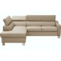 Canapé d'angle convertible en cuir italien de luxe 5 places - ASLAN avec coffre, beige, angle gauche (vu de face) Canapé d'angle convertible en cuir italien de luxe 5 places - ASLAN avec coffre, beige, angle gauche (vu de face)