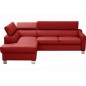 Canapé d'angle convertible en cuir italien de luxe 5 places - ASLAN avec coffre, rouge, angle gauche (vu de face), Rouge foncé