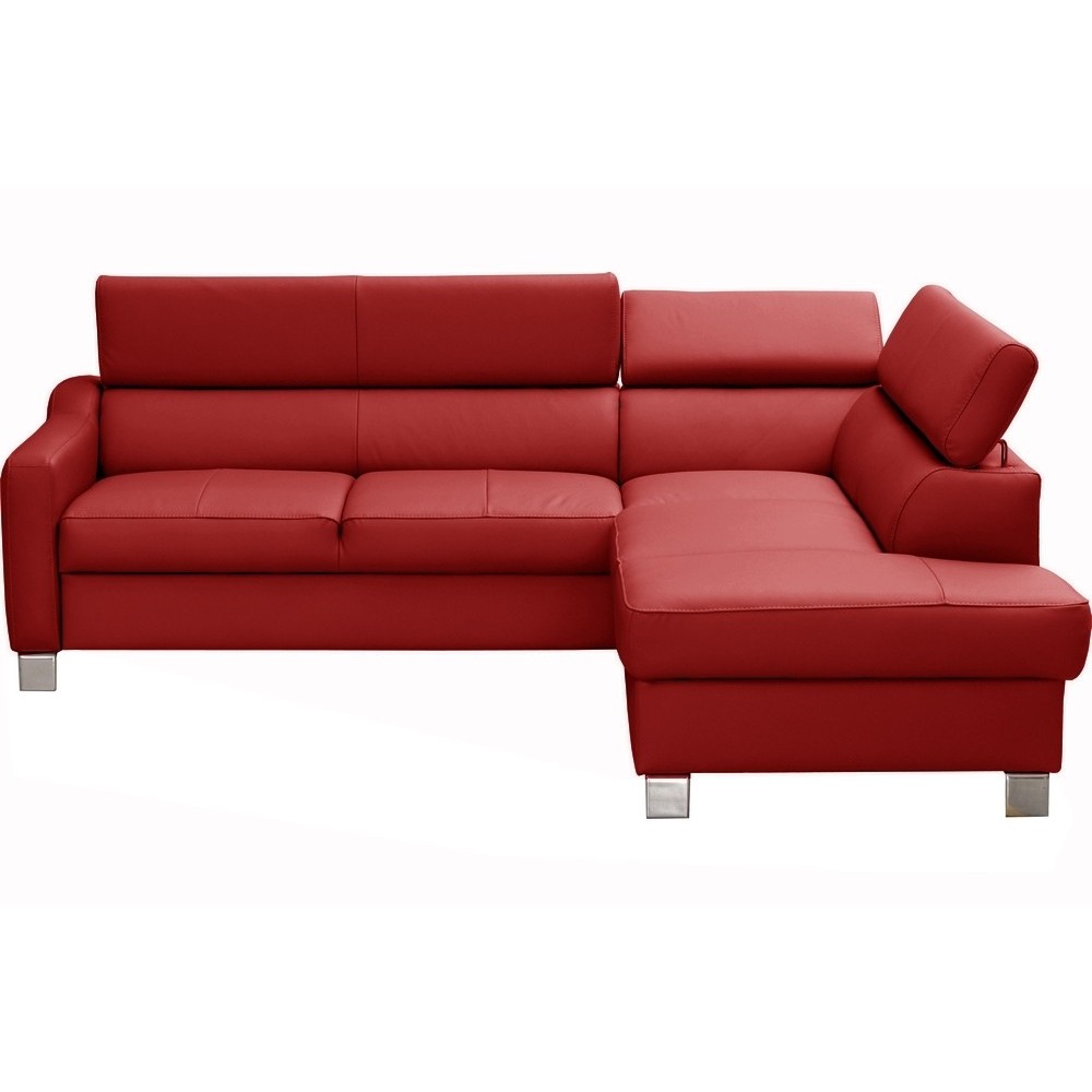 Canapé d'angle convertible en cuir italien de luxe 5 places, ASLAN, avec coffre, rouge foncé, angle droit (vu de face) Canapé d'angle convertible en cuir italien de luxe 5 places, ASLAN, avec coffre, rouge foncé, angle droit (vu de face)