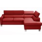 Canapé d'angle convertible en cuir italien de luxe 5 places, ASLAN, avec coffre, rouge foncé, angle droit (vu de face) Canapé d'angle convertible en cuir italien de luxe 5 places, ASLAN, avec coffre, rouge foncé, angle droit (vu de face)