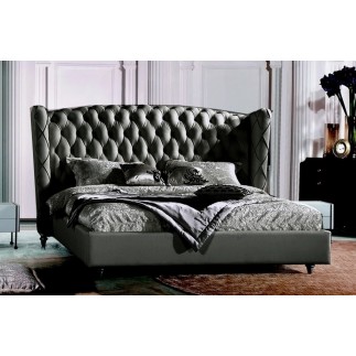Lit design de luxe PRINCESSE, avec sommier à lattes, gris foncé 160x200