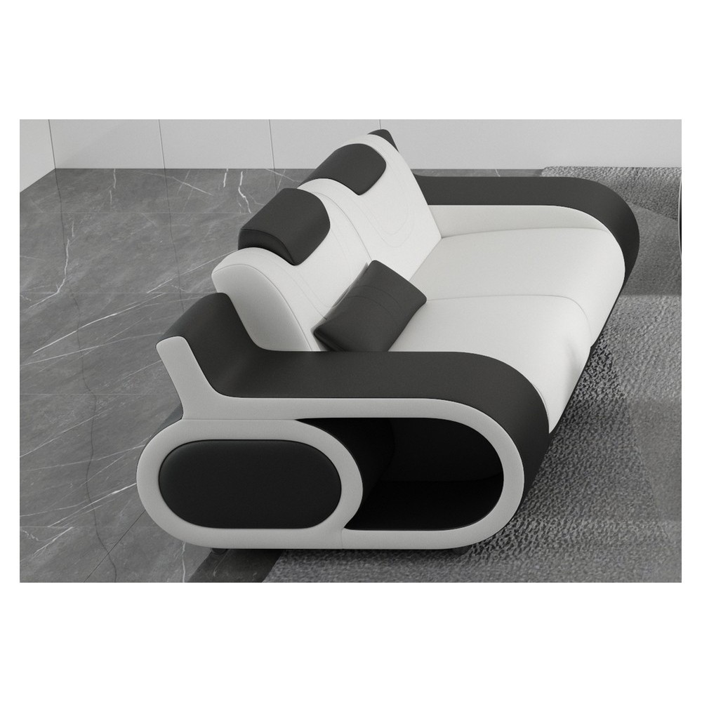 Canapé 2 places en cuir Prestige italien, GABRIEL, noir / blanc Canapé 2 places en cuir Prestige italien, GABRIEL, noir / blanc