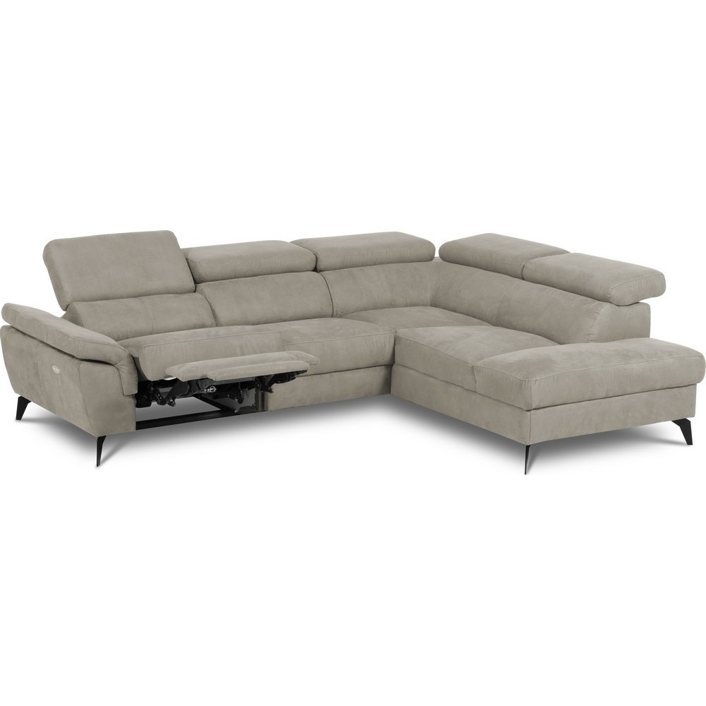 Canapé d'angle avec relax électrique tissu effet grain, 5/6 places SOLARO, beige, angle droit Canapé d'angle avec relax électrique tissu effet grain, 5/6 places SOLARO, beige, angle droit
