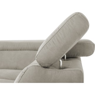 Canapé d'angle avec relax électrique tissu effet grain, 5/6 places SOLARO, beige, angle droit