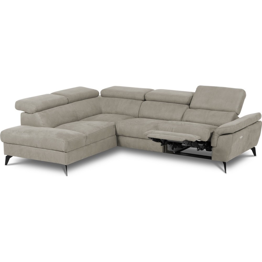 Canapé d'angle avec relax électrique tissu effet grain, 5/6 places SOLARO, beige, angle gauche Canapé d'angle avec relax électrique tissu effet grain, 5/6 places SOLARO, beige, angle gauche