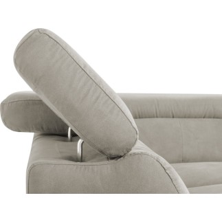 Canapé d'angle avec relax électrique tissu effet grain, 5/6 places SOLARO, beige, angle gauche
