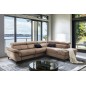 Canapé d'angle avec relax électrique tissu effet grain, 5/6 places SOLARO, marron, angle droit