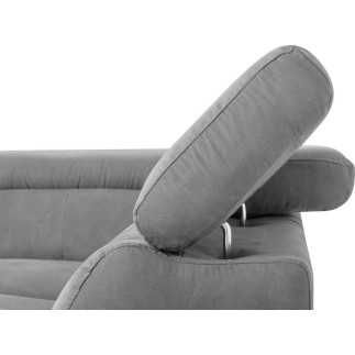 Canapé d'angle avec relax électrique tissu effet grain, 5/6 places SOLARO, gris foncé, angle droit