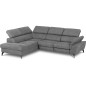 Canapé d'angle avec relax électrique tissu effet grain, 5/6 places SOLARO, gris foncé, angle gauche Canapé d'angle avec relax électrique tissu effet grain, 5/6 places SOLARO, gris foncé, angle gauche
