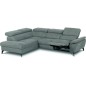 Canapé d'angle avec relax électrique tissu effet grain, 5/6 places SOLARO, vert pale, angle gauche