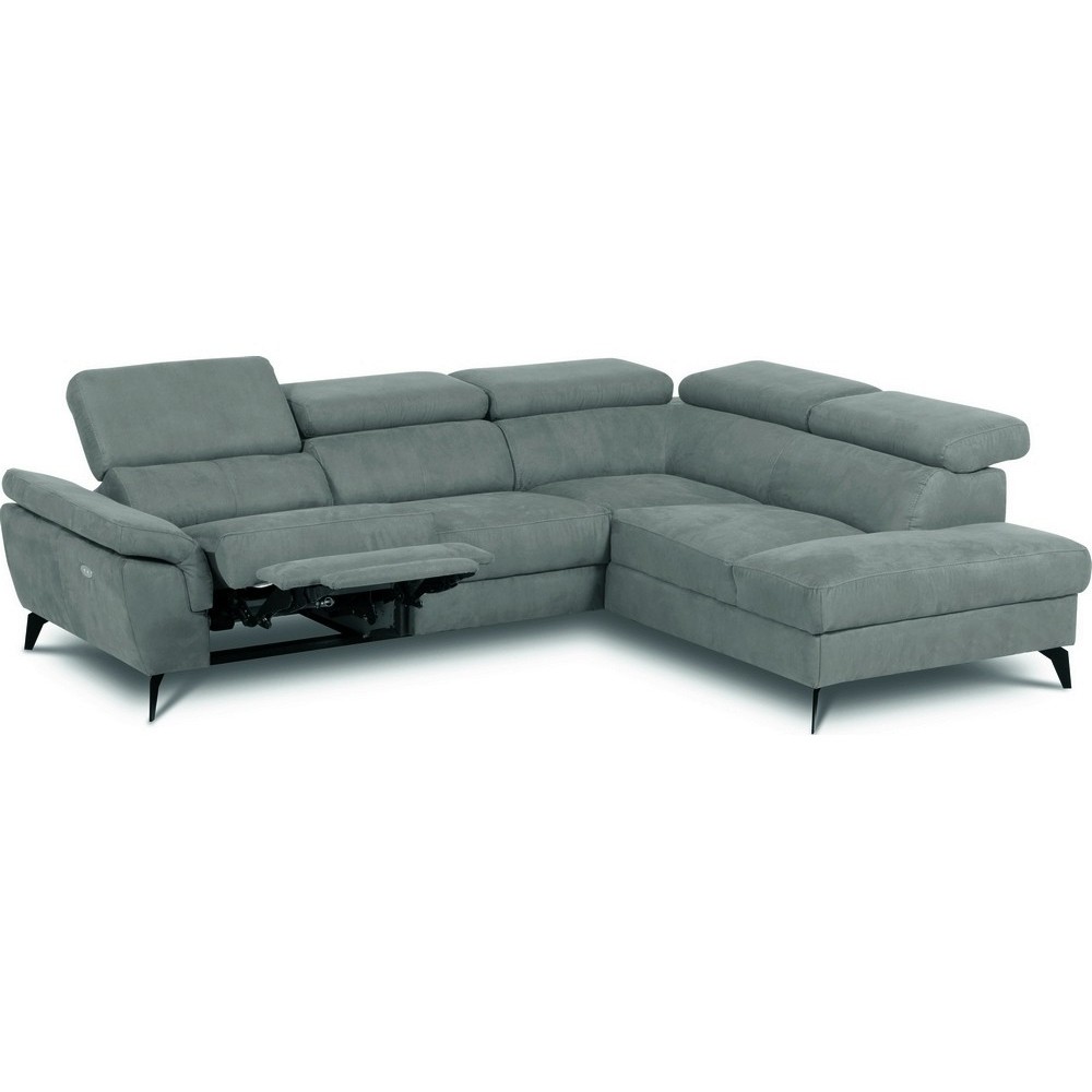 Canapé d'angle avec relax électrique tissu effet grain, 5/6 places SOLARO, vert pale, angle droit Canapé d'angle avec relax électrique tissu effet grain, 5/6 places SOLARO, vert pale, angle droit